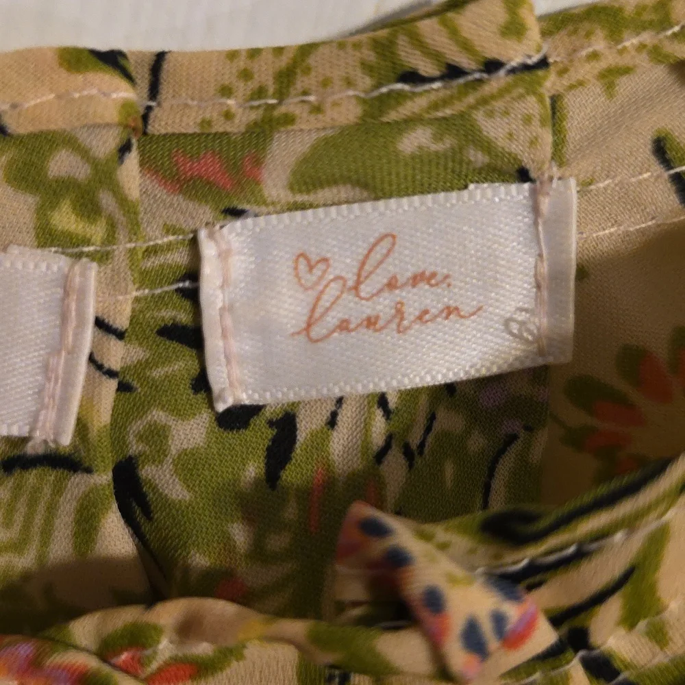 LC Lauren Conrad Floral Top with Green and Pink Accents - Picture 3 of 10